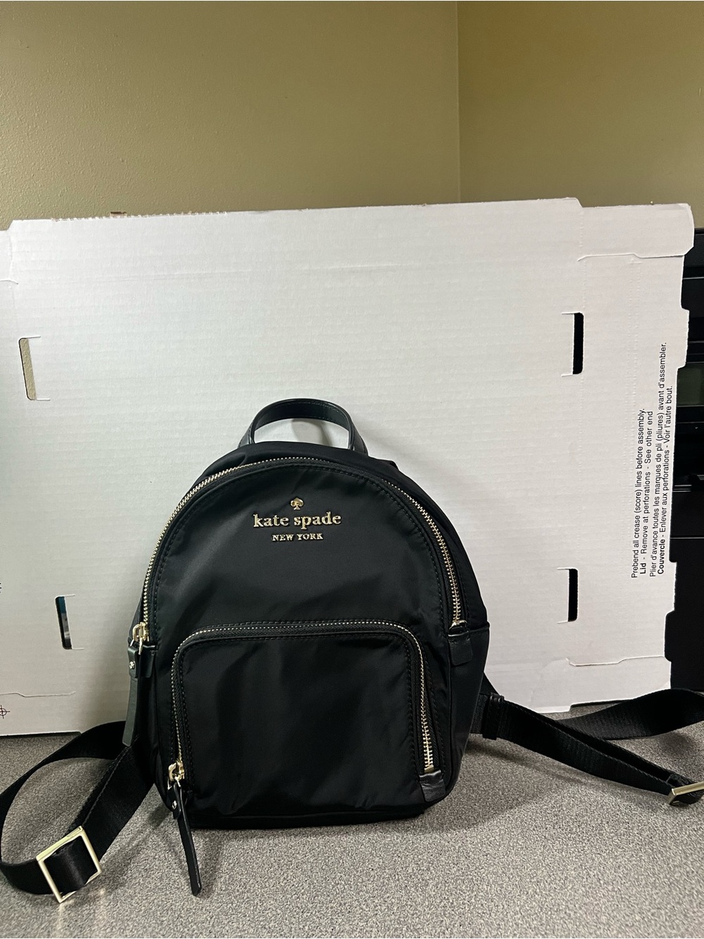 kate spade Black Nylon Mini Backpack with Gold Hardware